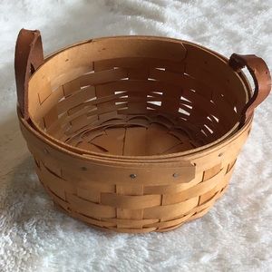 🌻 Longaberger 6” Woven Traditions Darning Basket w/ Leather Handles 🌻